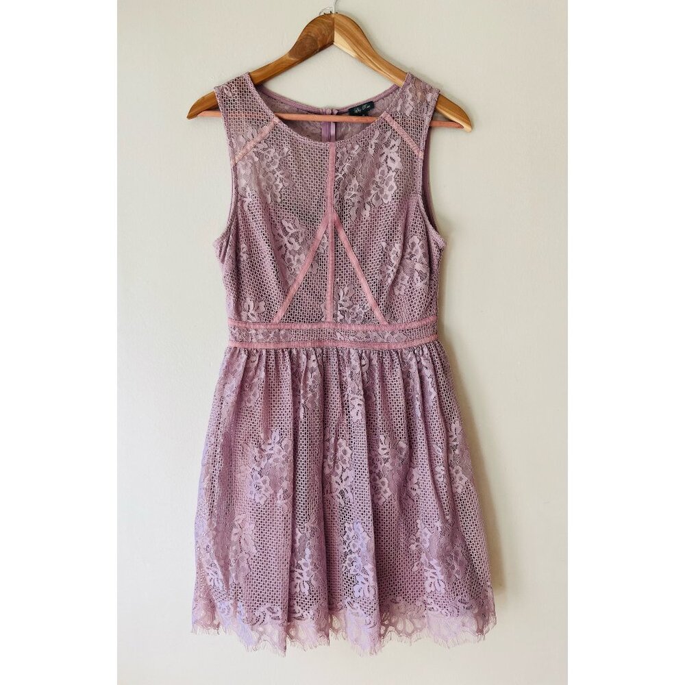 Lily Rose Teenager M Mauve Lace Lined Sleeveless Tank Midi‎ Dress Back Zipper
